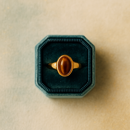 Golden Ember Oval Vintage Tiger’s Eye Ring
