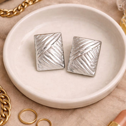 Textured Rectangle Stud Earrings