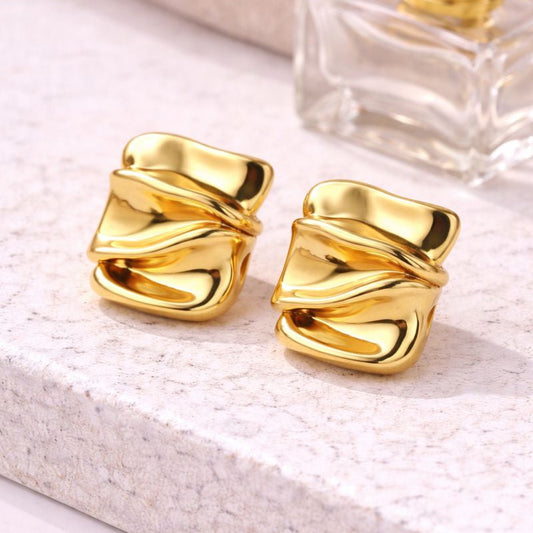 Sculpted Gold Statement Stud Earrings