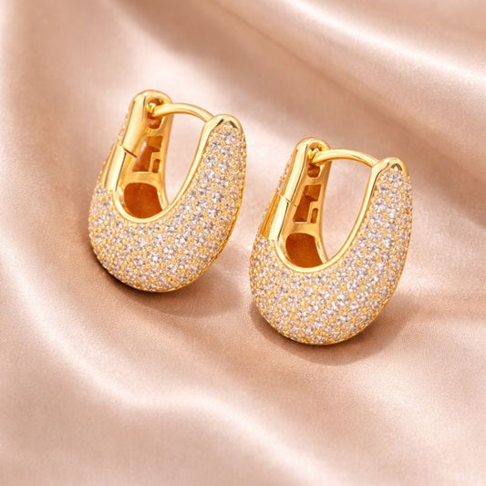 Pavé Gold Huggie Earrings
