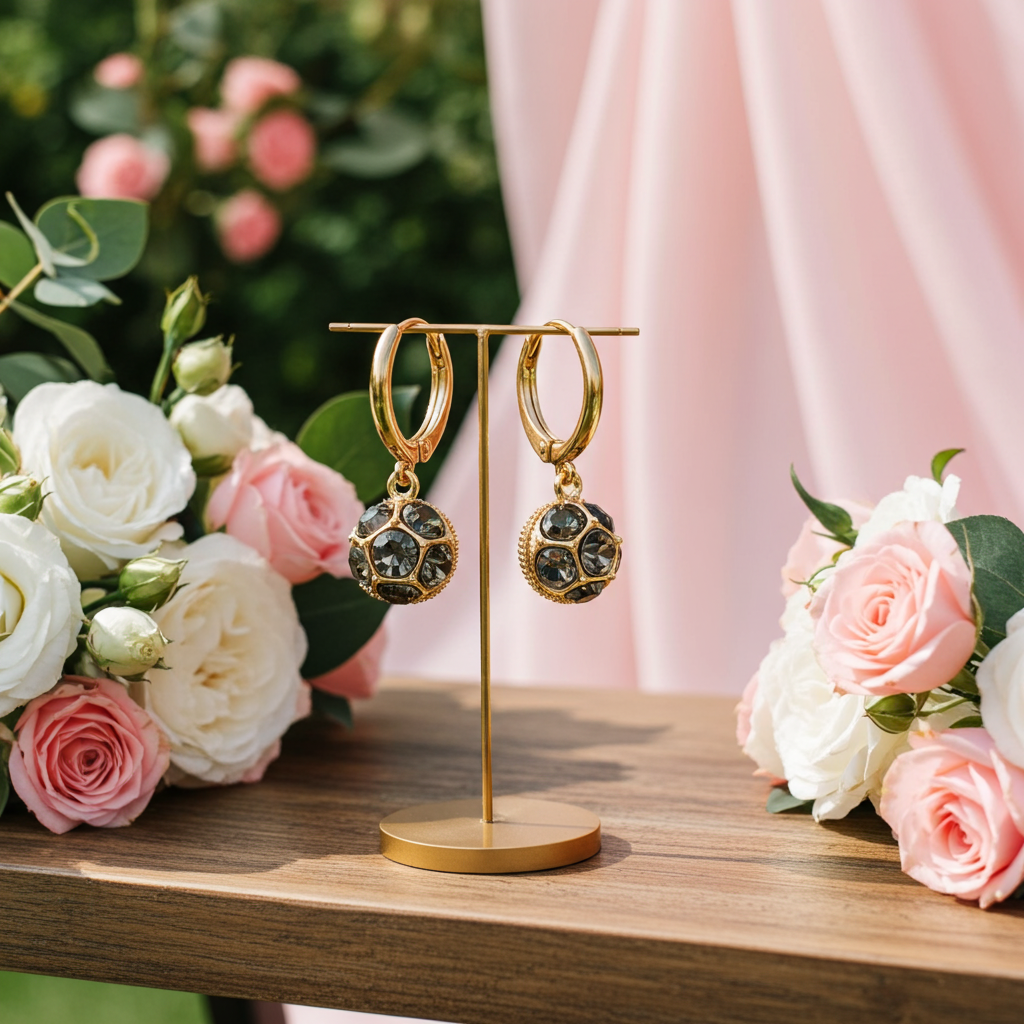 Celestial Gem Cluster Drop Vintage Gold Orbit Earrings