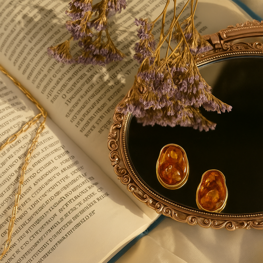 Golden Ember Pebble Vintage Sculpted Metal Earrings