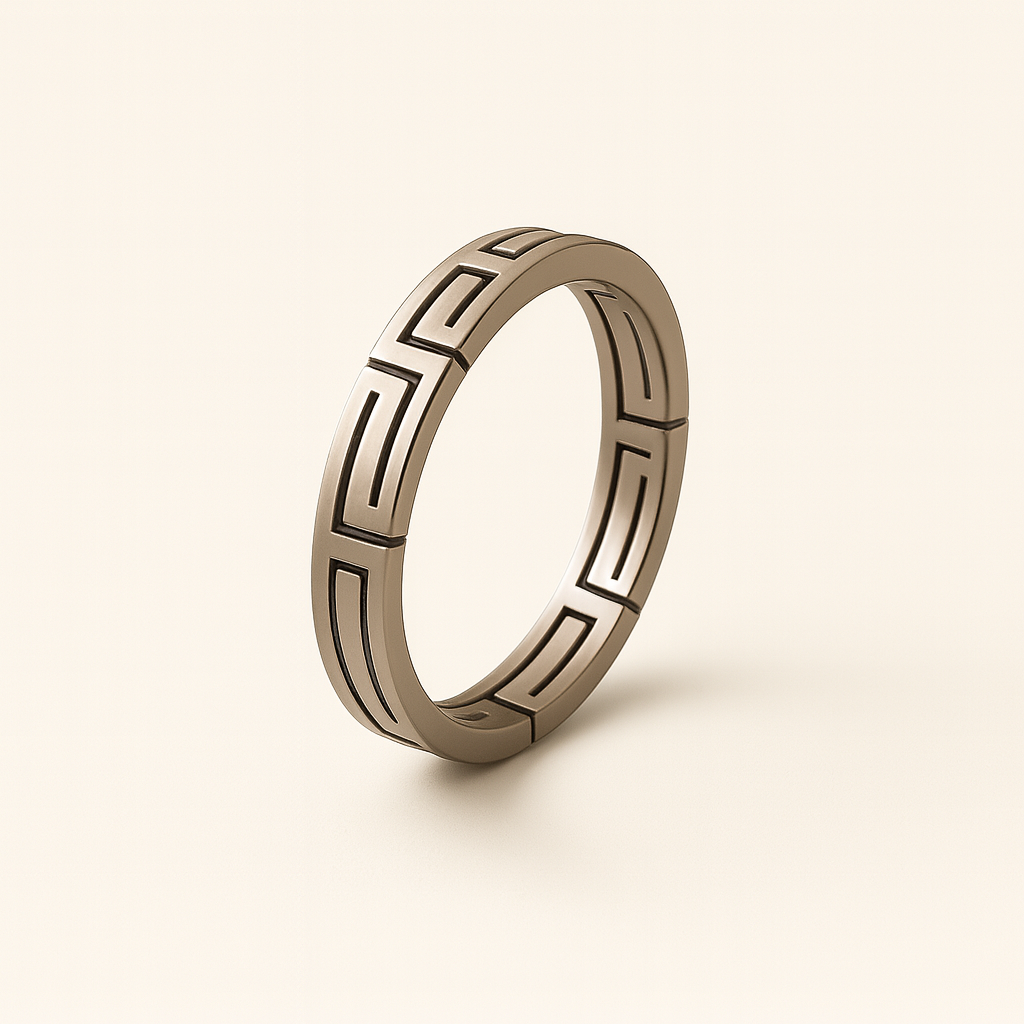 Athenian Maze Band – Geometric Minimalist Ring