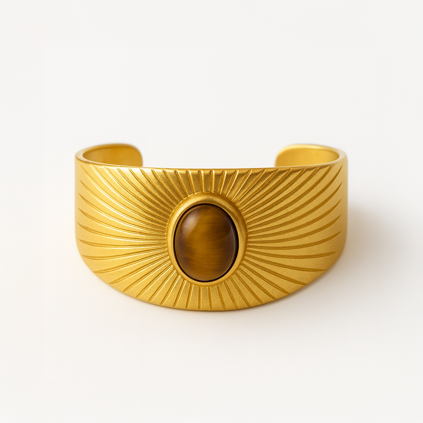 Solar Guardian Cuff – Golden Sunburst with Tiger’s Eye
