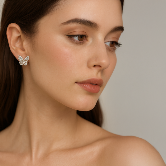 Sparkling Crystal Butterfly Stud Earrings