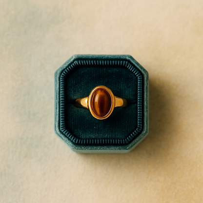 Golden Ember Oval Vintage Tiger’s Eye Ring