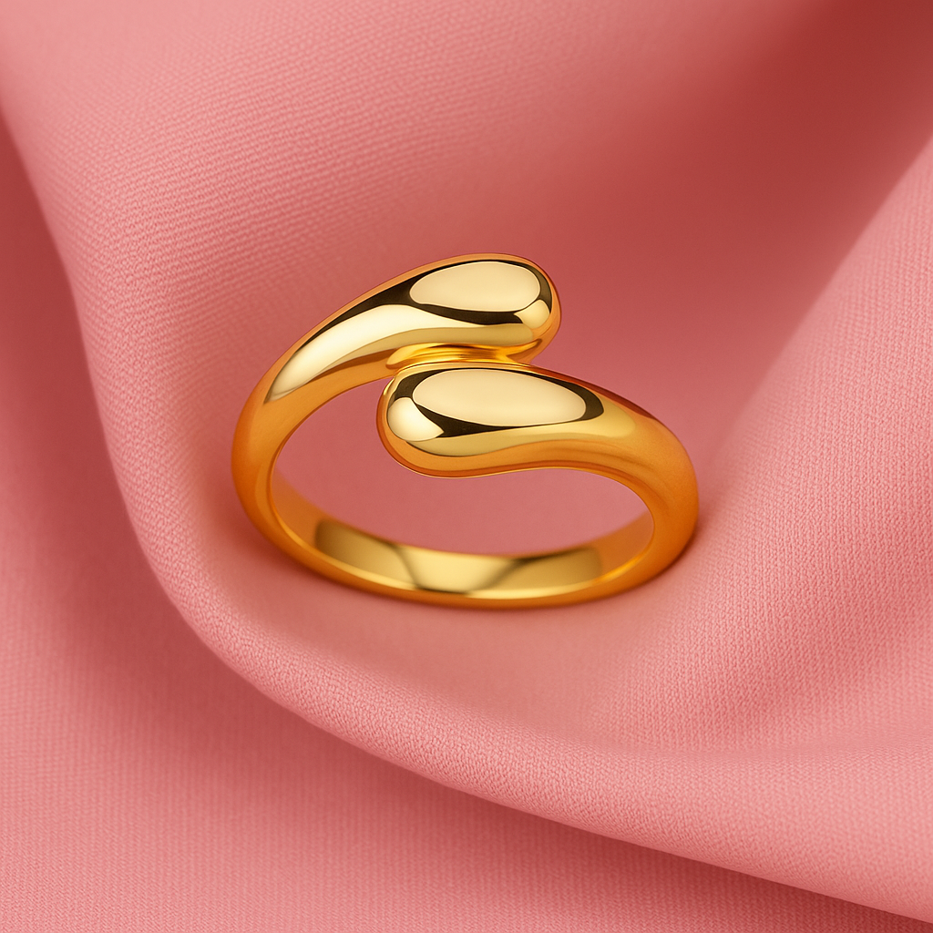 Liquid Curve Open Ring – Sculpted Gold / Silver Metal
