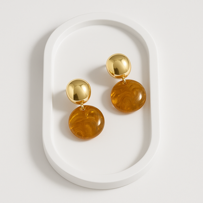 Honey Glow Vintage Amber Drop Earrings