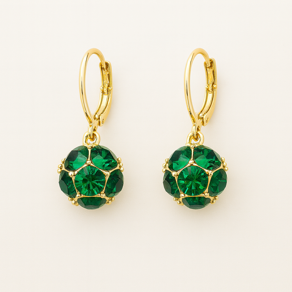 Celestial Gem Cluster Drop Earrings – Vintage Gold Orbit Collection