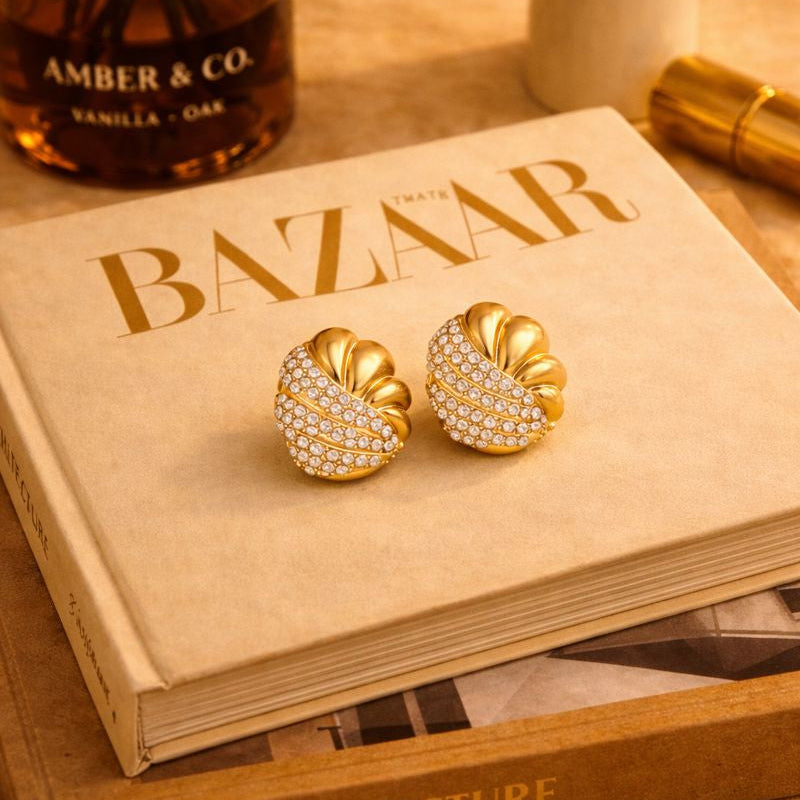 Pavé Shell Stud Earrings