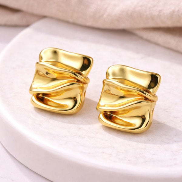 Sculpted Gold Statement Stud Earrings