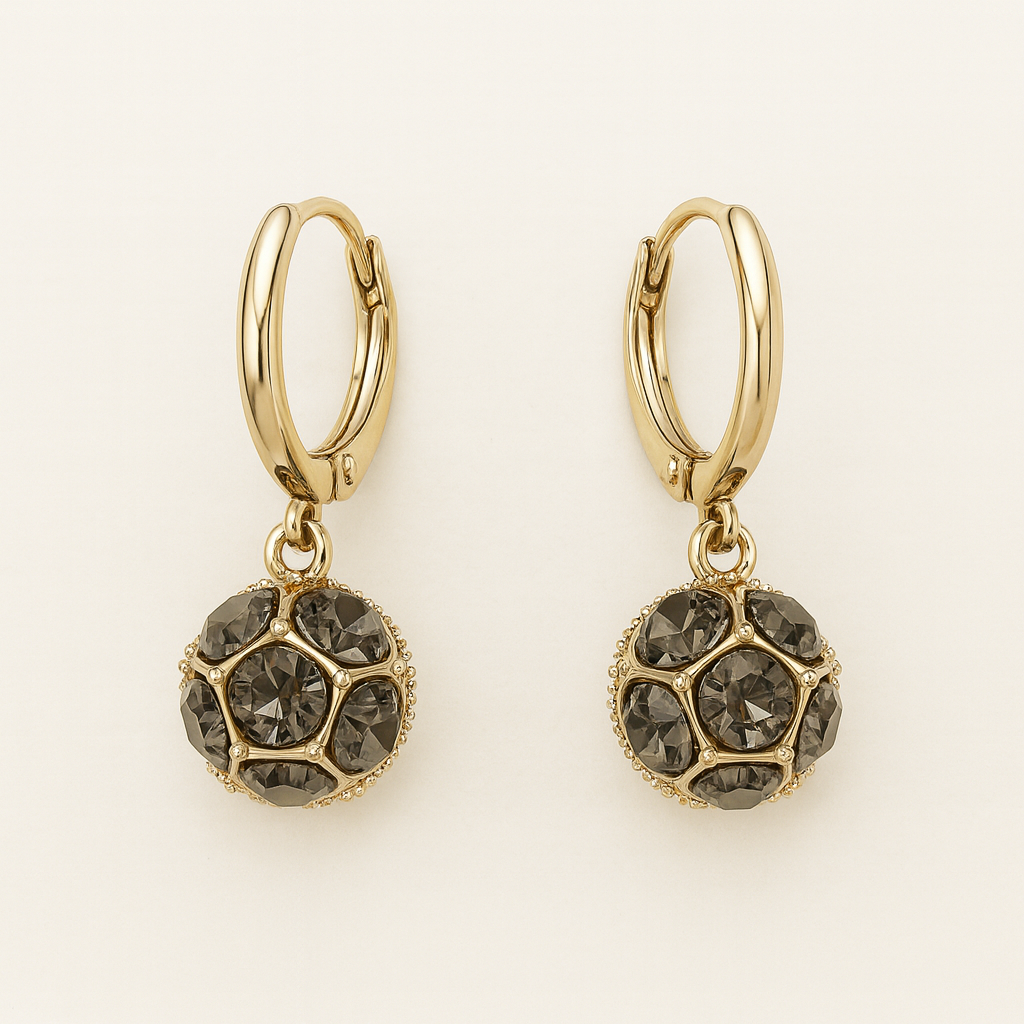 Celestial Gem Cluster Drop Earrings – Vintage Gold Orbit Collection
