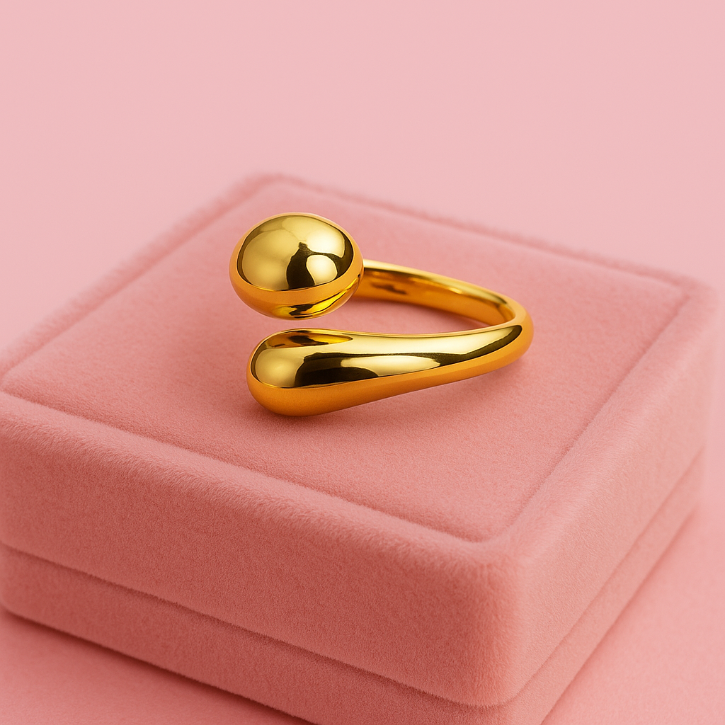 Liquid Curve Open Ring – Sculpted Gold / Silver Metal