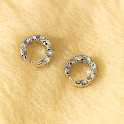 Molten Wave Hoop Earrings – Textured Sculpted Metal