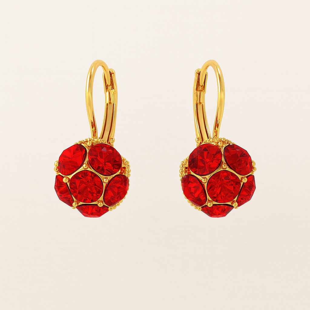 Celestial Gem Cluster Drop Earrings – Vintage Gold Orbit Collection
