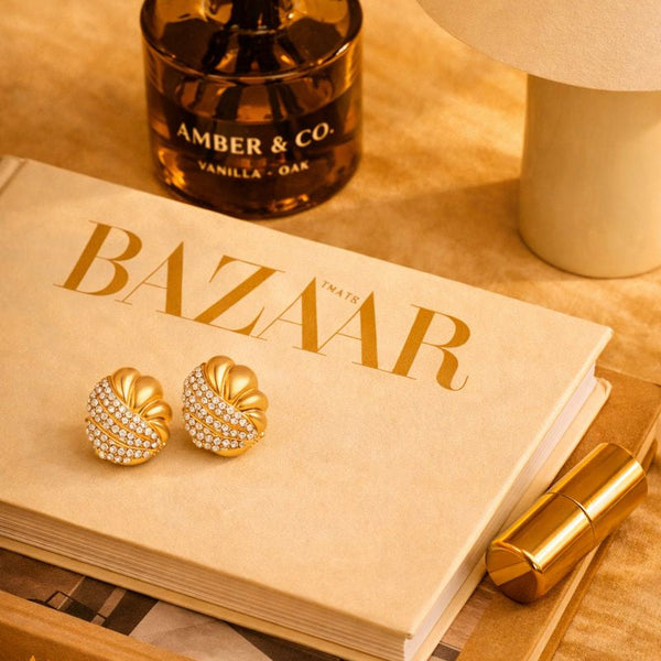 Pavé Shell Stud Earrings