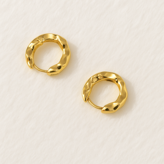 Molten Wave Hoop Earrings – Textured Sculpted Metal