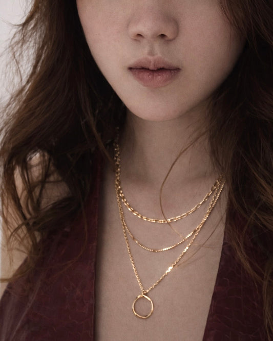 Cascade Trio Layered Chains Organic Necklace