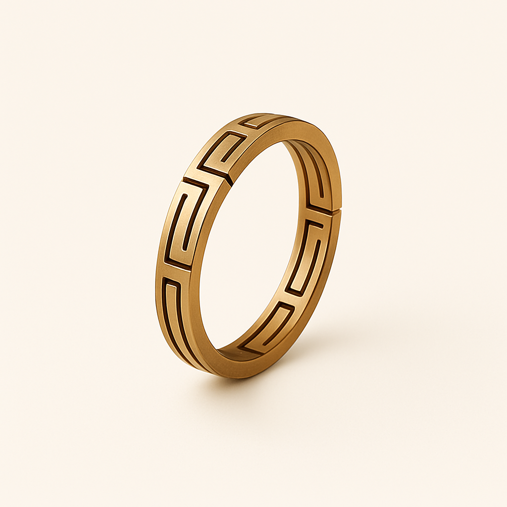 Athenian Maze Band – Geometric Minimalist Ring