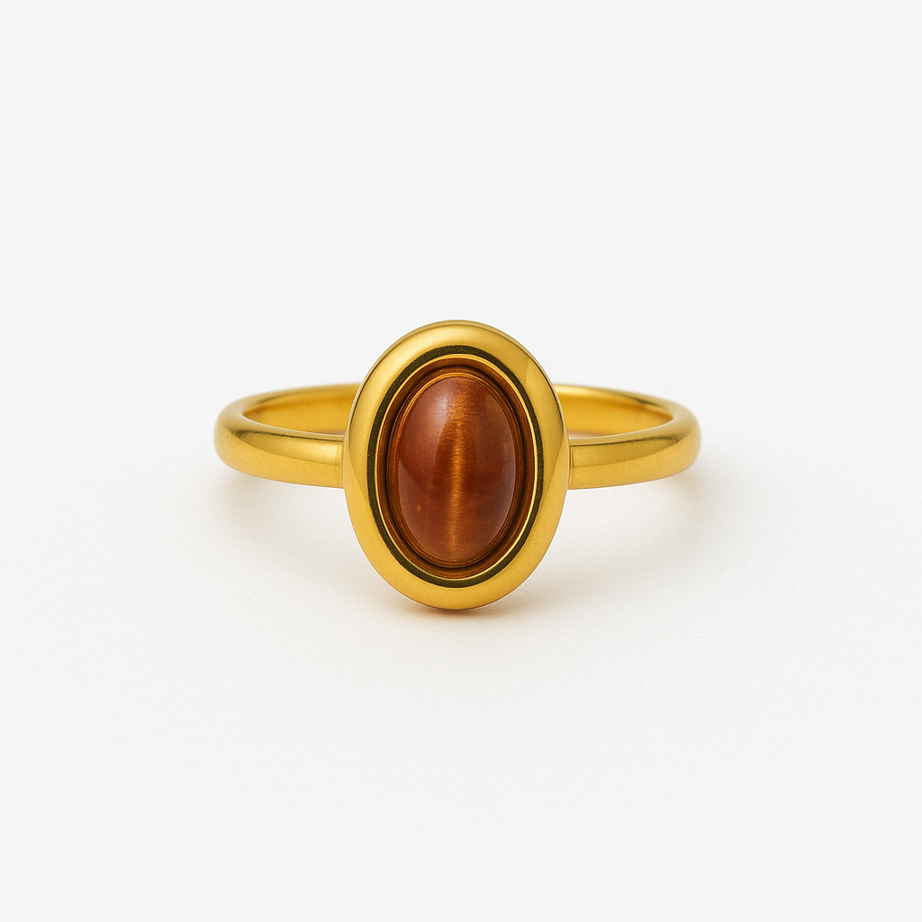 Golden Ember Oval Ring – Vintage Tiger’s Eye Glow