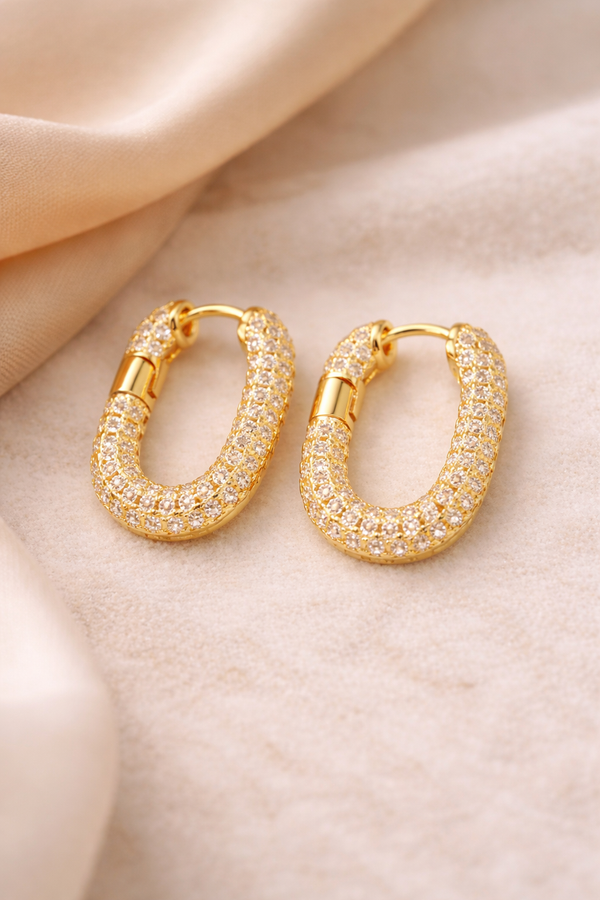 Pavé Gold Huggie Hoop Earrings
