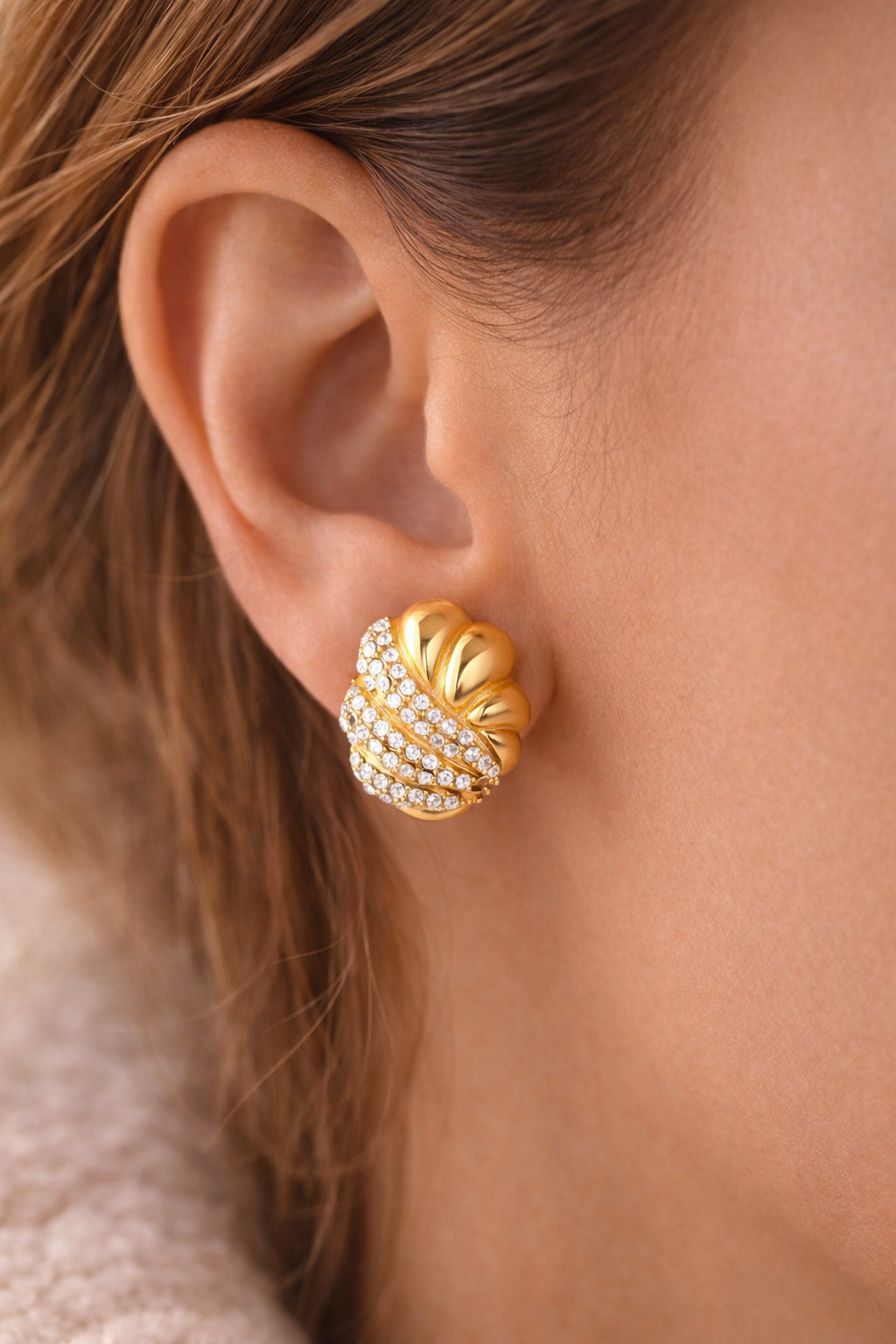 Pavé Shell Stud Earrings