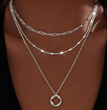 Cascade Trio Layered Chains Organic Necklace