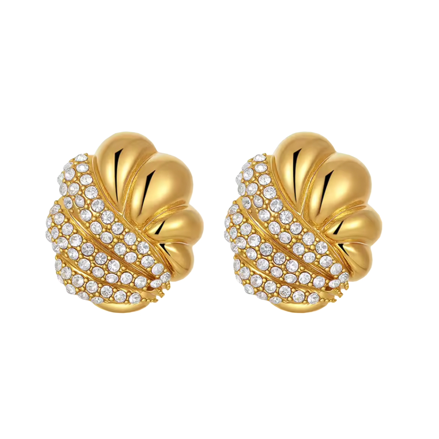 Pavé Shell Stud Earrings