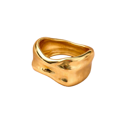 Gold ring on a white background
