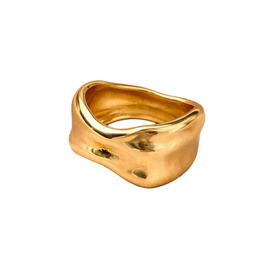 Gold ring on a white background