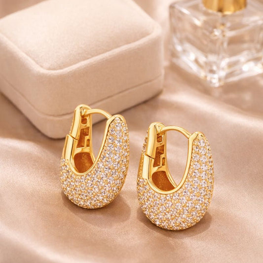 Pavé Gold Huggie Earrings