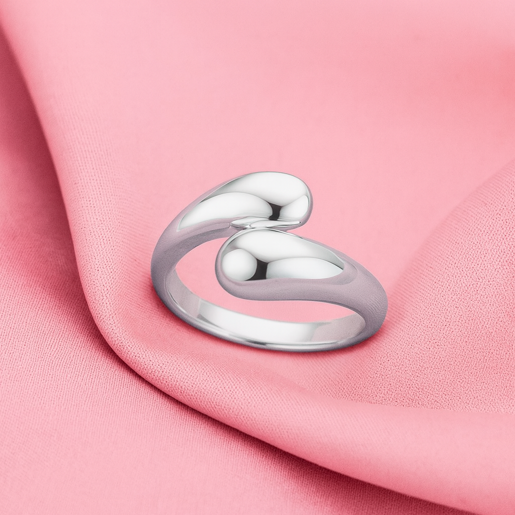 Liquid Curve Open Ring – Sculpted Gold / Silver Metal