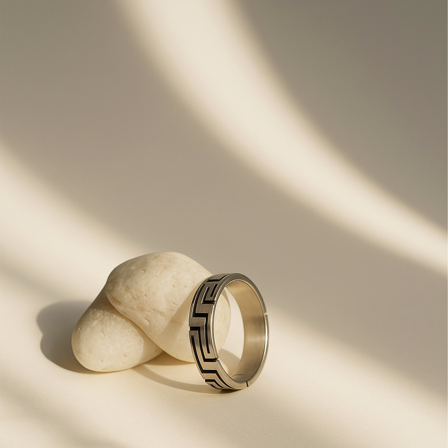 Athenian Maze Band – Geometric Minimalist Ring