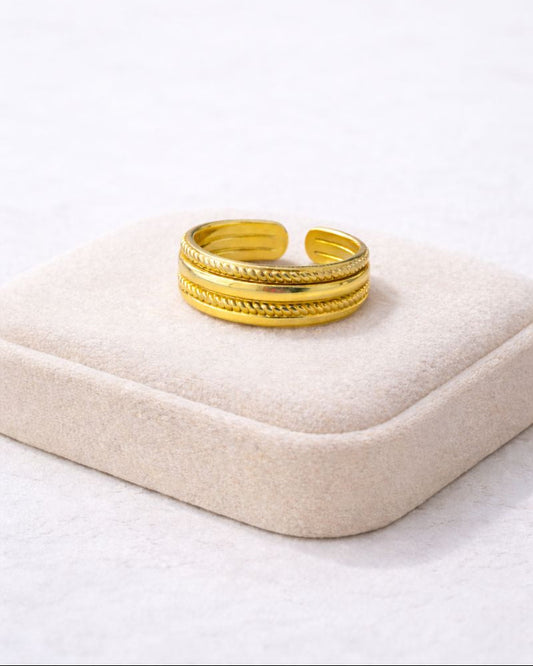 Triple Layer Gold Band Ring