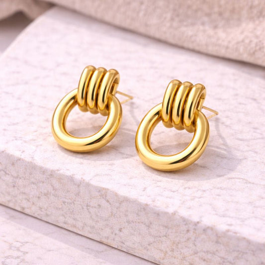 Knot Ring Stud Earrings