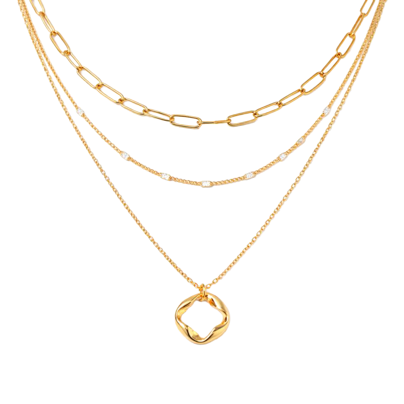 Cascade Trio Layered Chains Organic Necklace