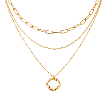 Cascade Trio Layered Chains Organic Necklace