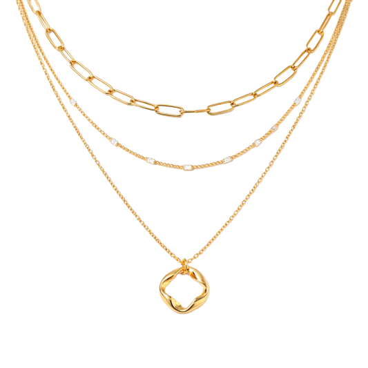 Cascade Trio Layered Chains Organic Necklace