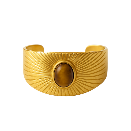 Solar Guardian Gold Sunburst Tiger's Eye Ring