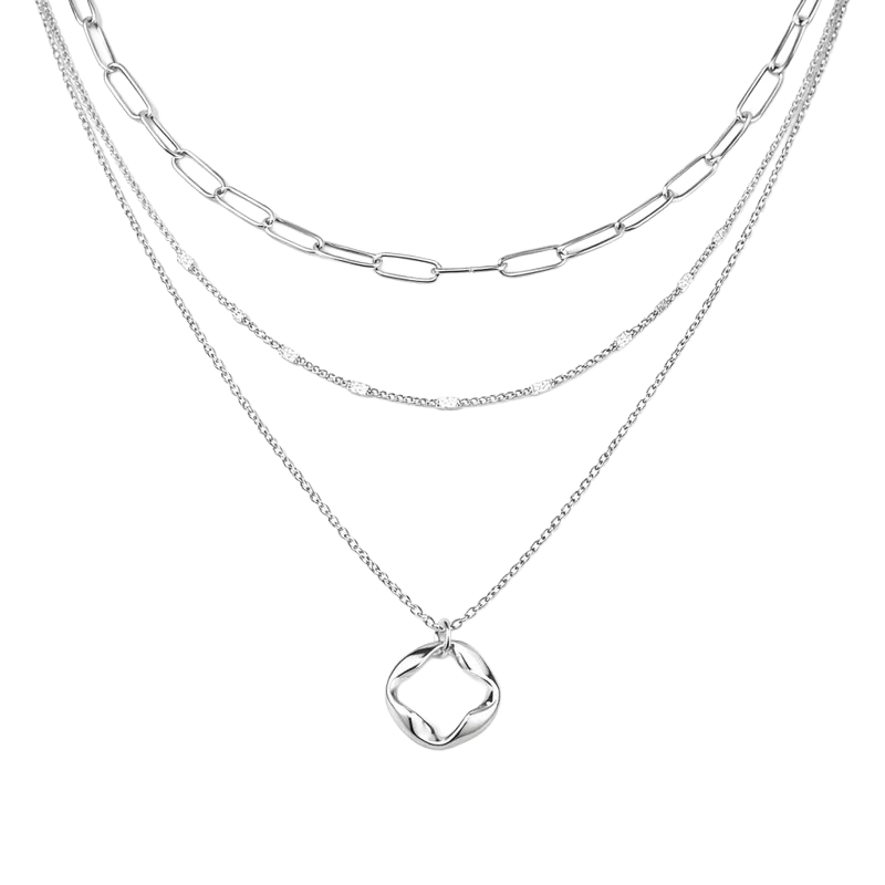 Cascade Trio Layered Chains Organic Necklace