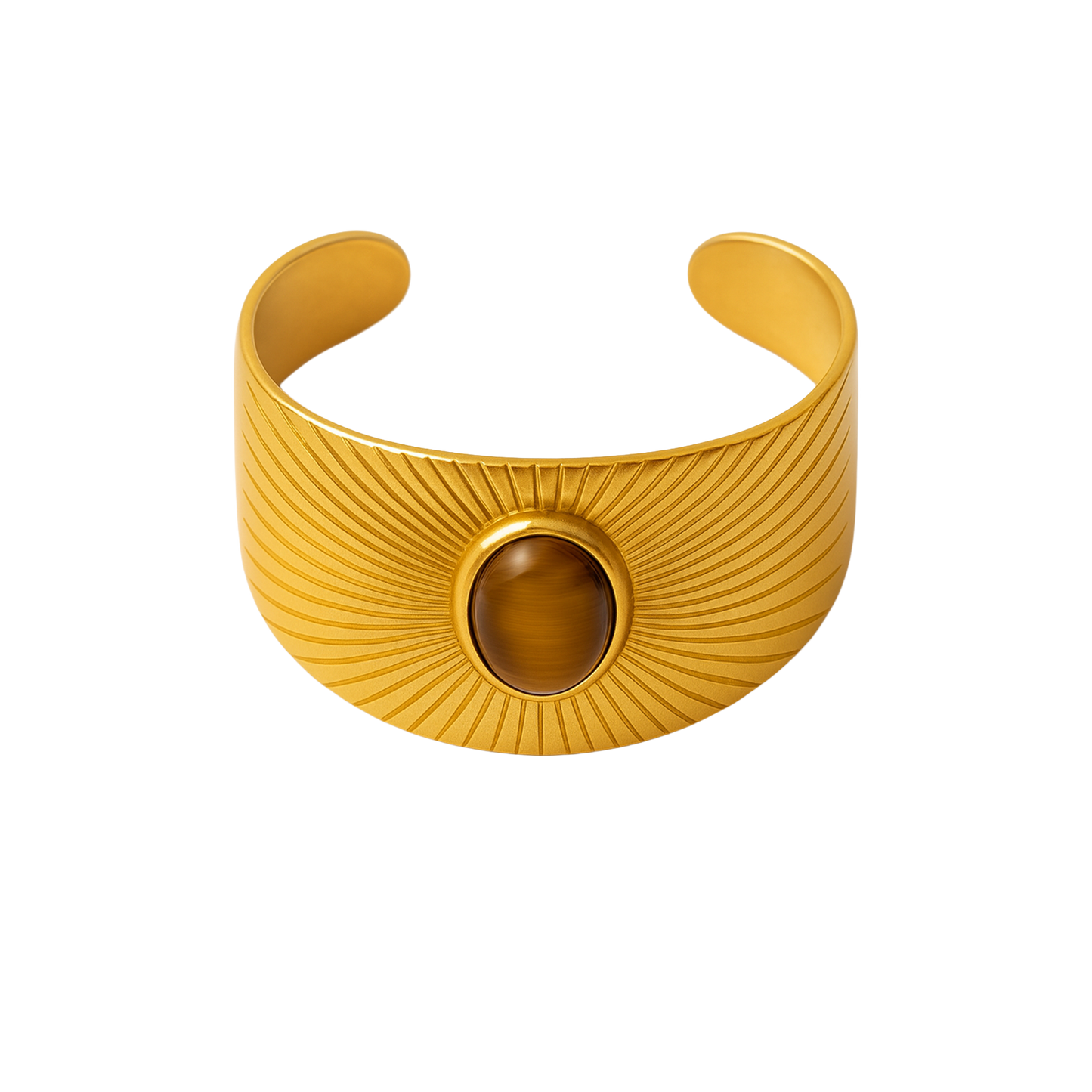 Solar Guardian Gold Sunburst Tiger's Eye Ring