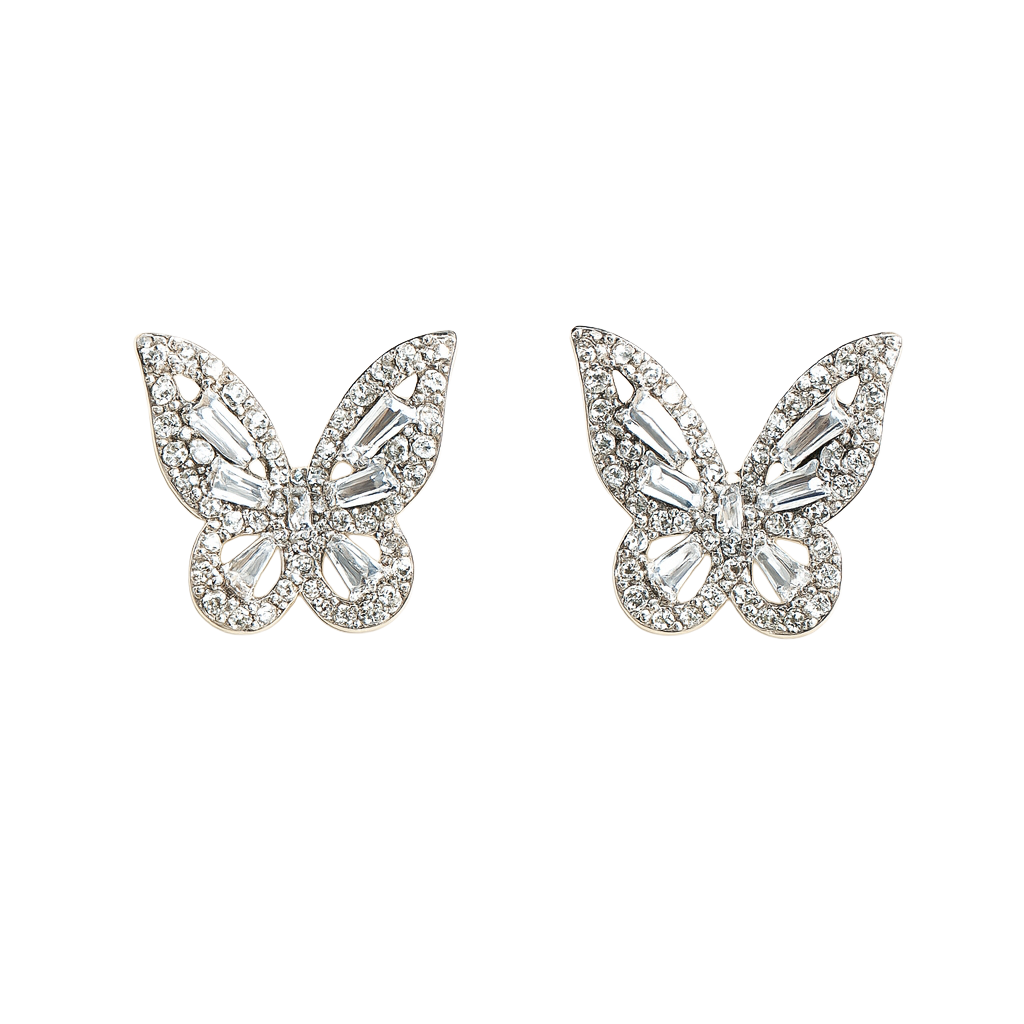 Sparkling Crystal Butterfly Stud Earrings