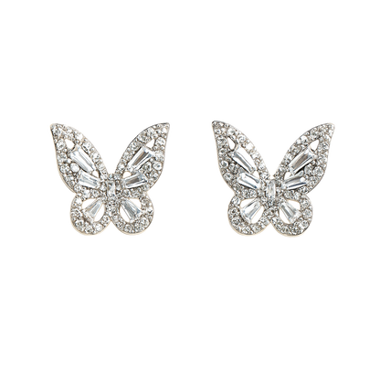 Sparkling Crystal Butterfly Stud Earrings