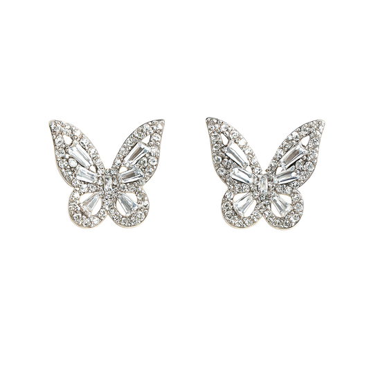 Sparkling Crystal Butterfly Stud Earrings