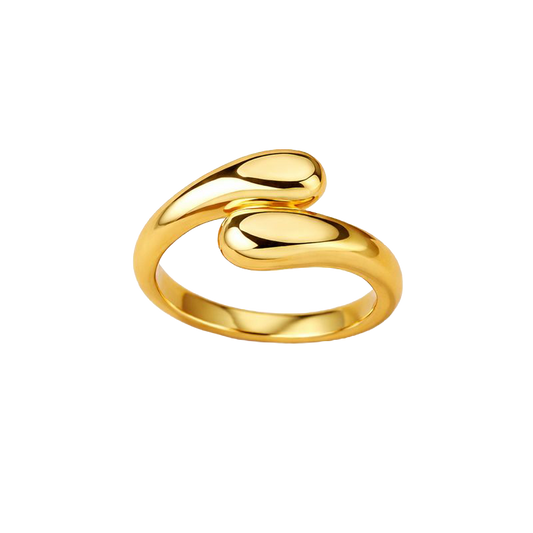 Liquid Curve Open Ring – Sculpted Gold / Silver Metal