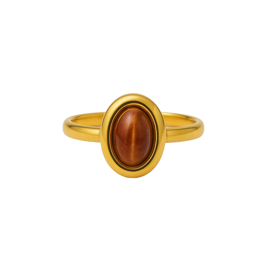 Golden Ember Oval Vintage Tiger’s Eye Ring