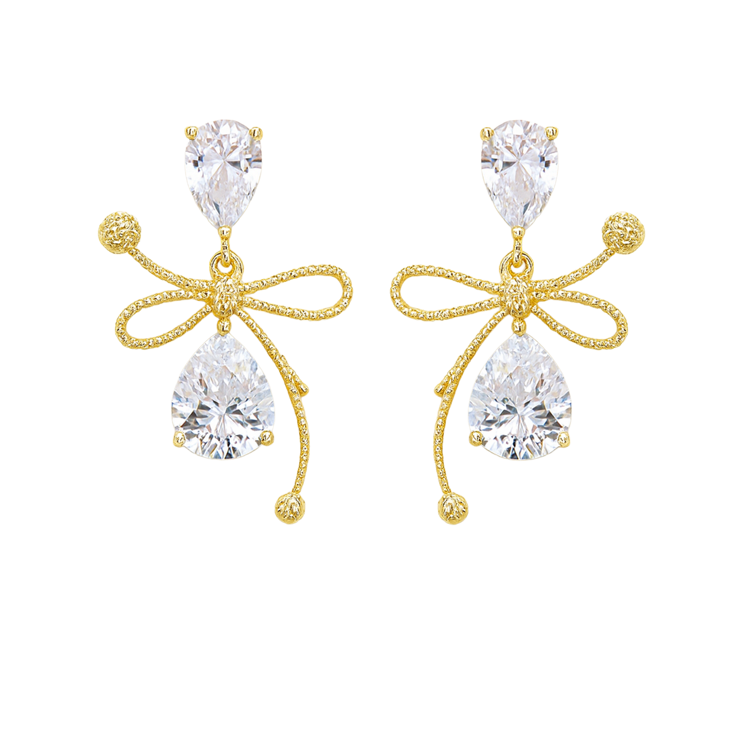 Aurora Ribbon Crystal Elegance Drop Earrings