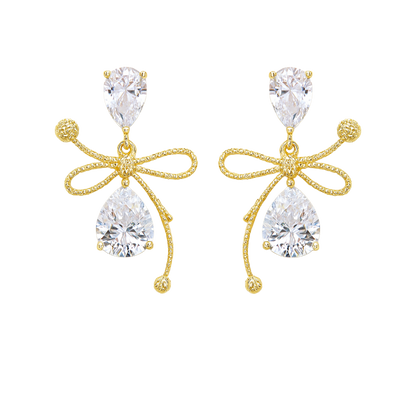 Aurora Ribbon Crystal Elegance Drop Earrings
