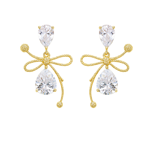 Aurora Ribbon Crystal Elegance Drop Earrings