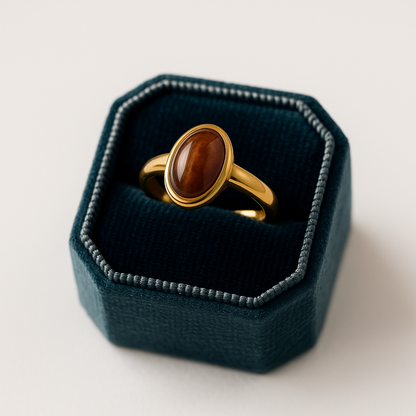 Golden Ember Oval Vintage Tiger’s Eye Ring